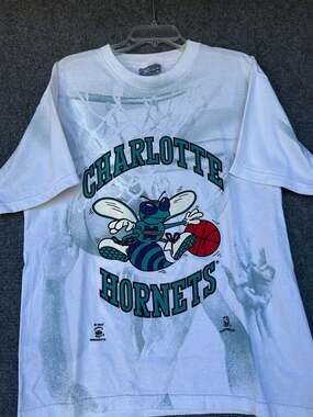 Vintage 90s Charlotte Hornets Lee Sport All-Over Basketball Graphic T-Shirt